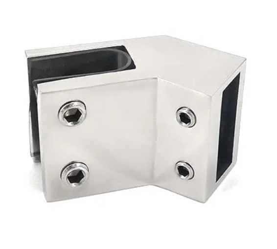 Соединитель стекло -труба 30х10 мм под 135°, сатинированный, AISI 304