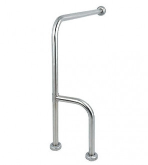 Поручень для туалета с двойной опорой 800х700х300 мм, правый, труба Ø38 мм, полированный, AISI 304