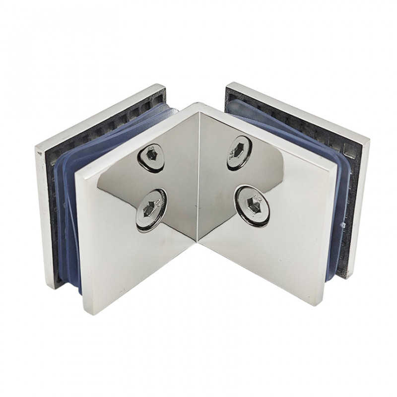 Соединитель стекла 45х90х4 мм на 90°, литой, полированный, AISI 304