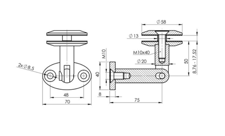 Стеклянный козырек Inoxstore на вантах, 1000х2000 мм