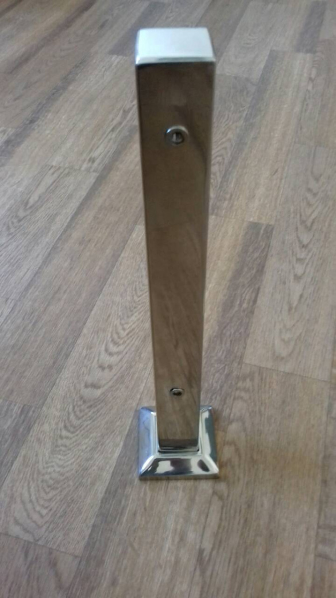 Стеклодержатель Inoxstore напольный с точечным креплением, 40х40х400 мм, рутель Ø 50 мм, полированный, AISI 304