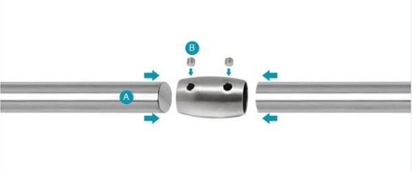 Соединитель ригеля Inoxstore Ø 12 мм, наружний, полированный, AISI 304