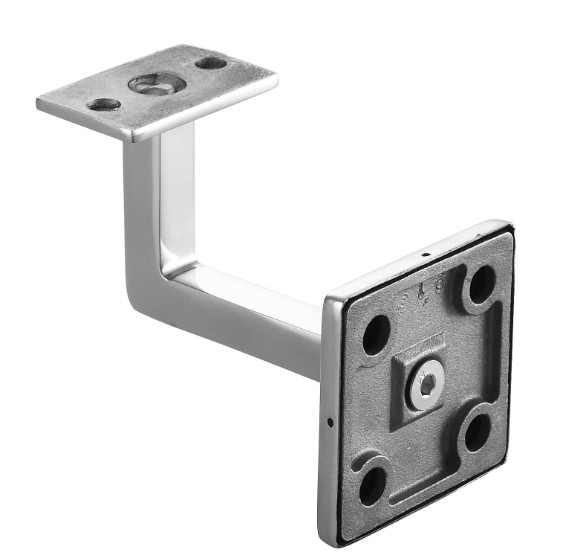 Держатель поручня Inoxstore профильный с крышкой 58х58 мм, ложемент под плоскость, полированный, AISI 304