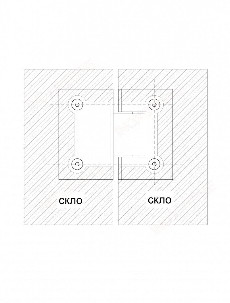 Петля Inoxstore "Престиж" 180° стекло-стекло, без фаски, полированная, AISI 304
