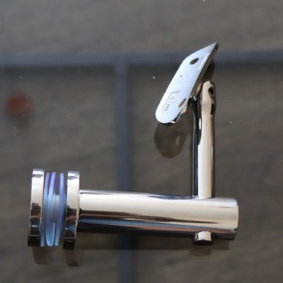 Держатель поручня Inoxstore на стекло, регулируемый по высоте, ложемент-шарнир под Ø 42,4 мм/50,8 мм, полированный,  AISI 304