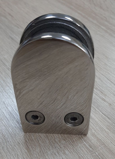 Стеклодержатель Inoxstore литой полукруглый 45х63х27 мм / Ø 38,1 мм, под стекло 12 мм, полированный, AISI 304