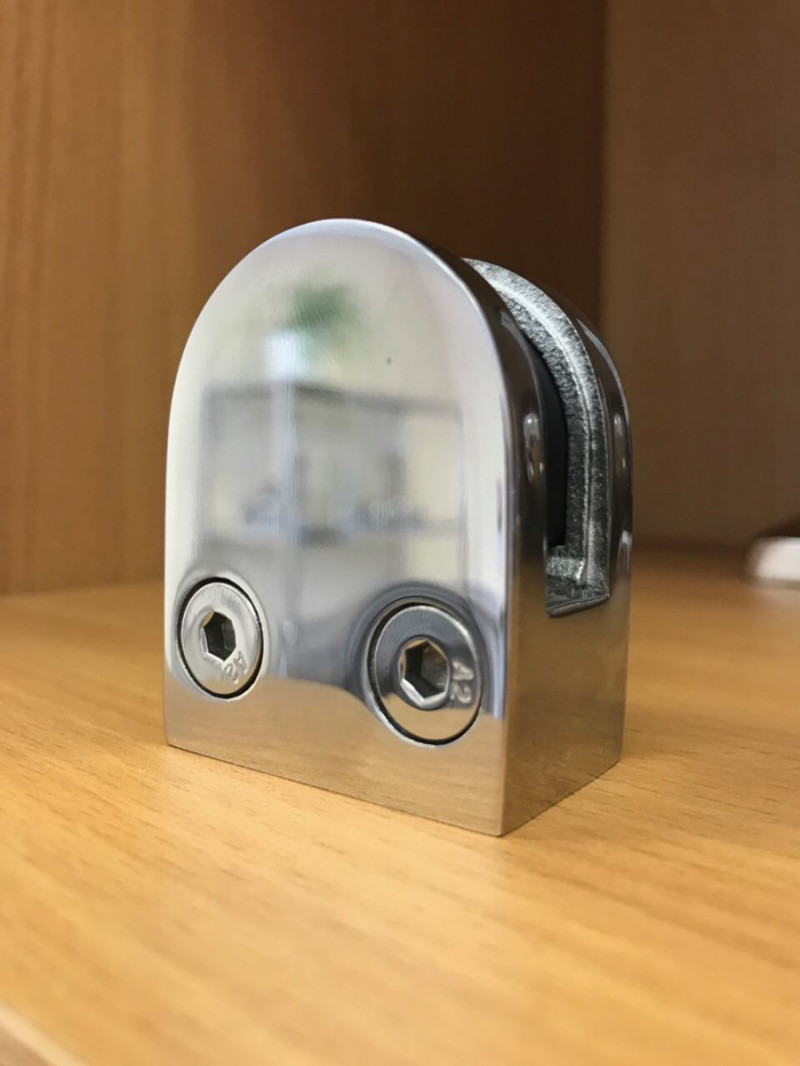 Стеклодержатель Inoxstore литой полукруглый 40х50х25 мм / Ø 0мм, под стекло 6 мм, полированный, AISI 304