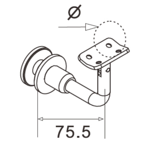 Держатель поручня Inoxstore на стекло, ложемент-шарнир под Ø 42,4 мм/50,8 мм, полированный, AISI 304