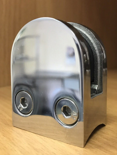 Стеклодержатель Inoxstore литой полукруглый 40х50х25 мм / Ø 38,1 мм, под стекло 10 мм, полированный, AISI 304