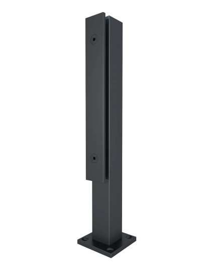 Стеклодержатель Inoxstore напольный 40х40х400 мм с прижимной пластиной, черный RAL 9005, AISI 304