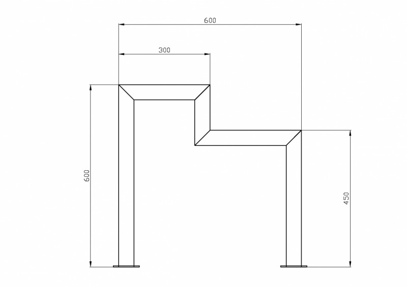 Велопарковка Inoxstore односекционная "Ступень" из нержавеющей стали AISI 304, полированная, 600х600 мм