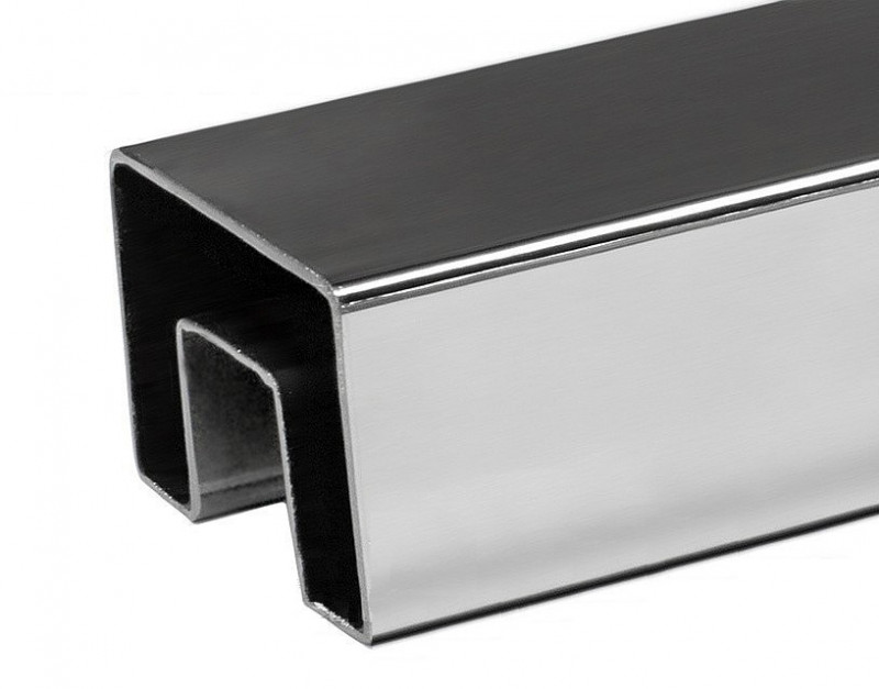 Труба Inoxstore профильная 60х40 мм с пазом 24х24 мм, полированная, AISI 304