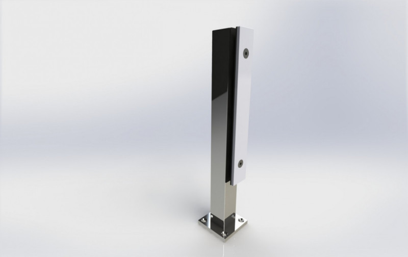 Стеклодержатель Inoxstore напольный с прижимной пластиной, 40х40х250 мм, сатинированный, AISI 304