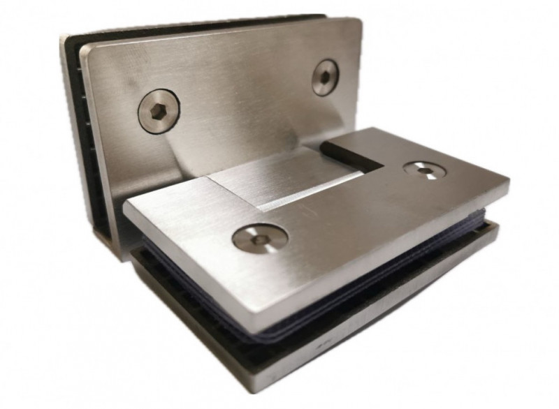 Петля Inoxstore "Престиж" 90°стекло-стекло, без фаски, сатинированная, AISI 304