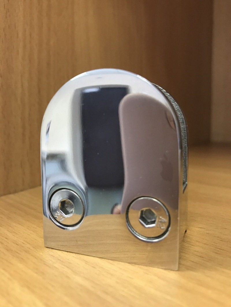 Стеклодержатель Inoxstore литой полукруглый 40х50х25 мм / Ø 38,1 мм, под стекло 10 мм, полированный, AISI 304