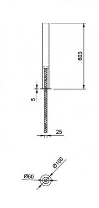 Парковочный столбик Inoxstore H-600 мм, труба ø 60,3х1,5 мм, под бетонирование с арматурой, полированный, нержавеющая сталь AISI 304