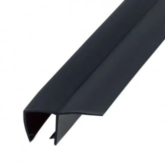 Уплотнитель Inoxstore стена-стекло, длина отвода 25 мм, 90°, под стекло 8 мм / 2,5 м для душевой кабины, ПВХ, черный