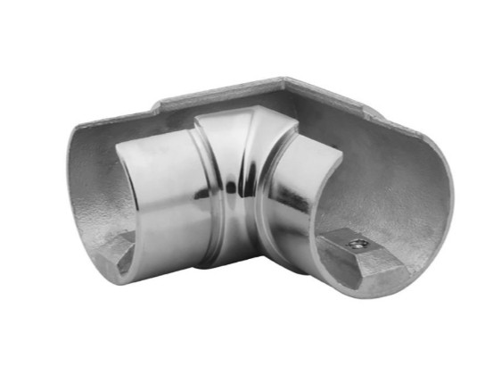 Отвод поручня Inoxstore с пазом Ø 42,4мм - 90°, паз 24х24 мм,  полированный, AISI 304