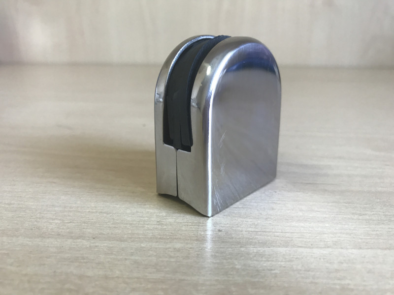 Стеклодержатель Inoxstore штампованный полукруглый 52х40х25 мм / Ø 0 мм, под стекло 10 мм, полированный, AISI 304