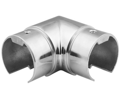 Отвод поручня Inoxstore с пазом Ø 42,4мм - 90°, паз 24х24 мм,  полированный, AISI 304