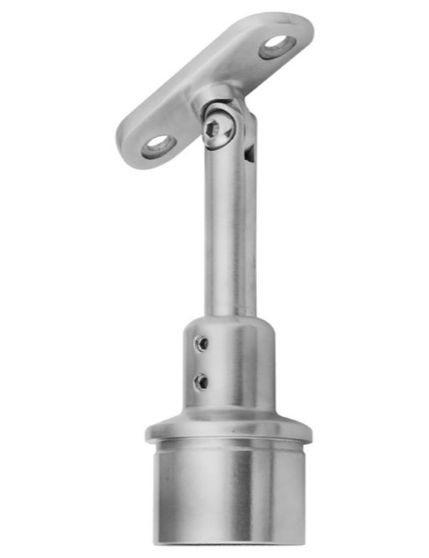 Кронштейн на стойку Inoxstore Ø 38,1х1,5 мм, регулировка высоты, ложемент-шарнир Ø 42,4 мм/50,8 мм, полированный, AISI 304