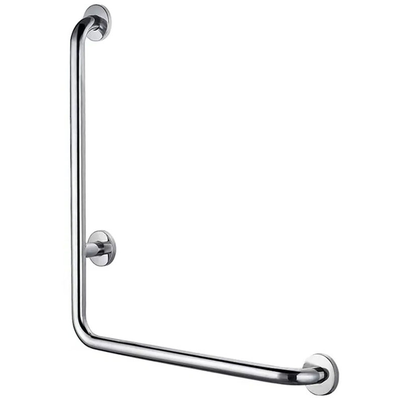 Поручень пристенный для ванных комнат 800х600 мм, изгиб 90° Inoxstore, левый, полированный, AISI 304