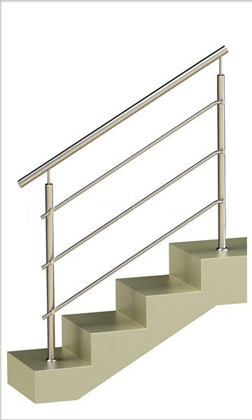 Ограждение на три ригеля, круглый поручень и круглые стойки