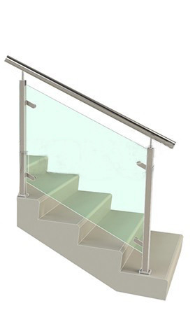 Ограждение с квадратными стойками и пластинчатыми стеклодержателями