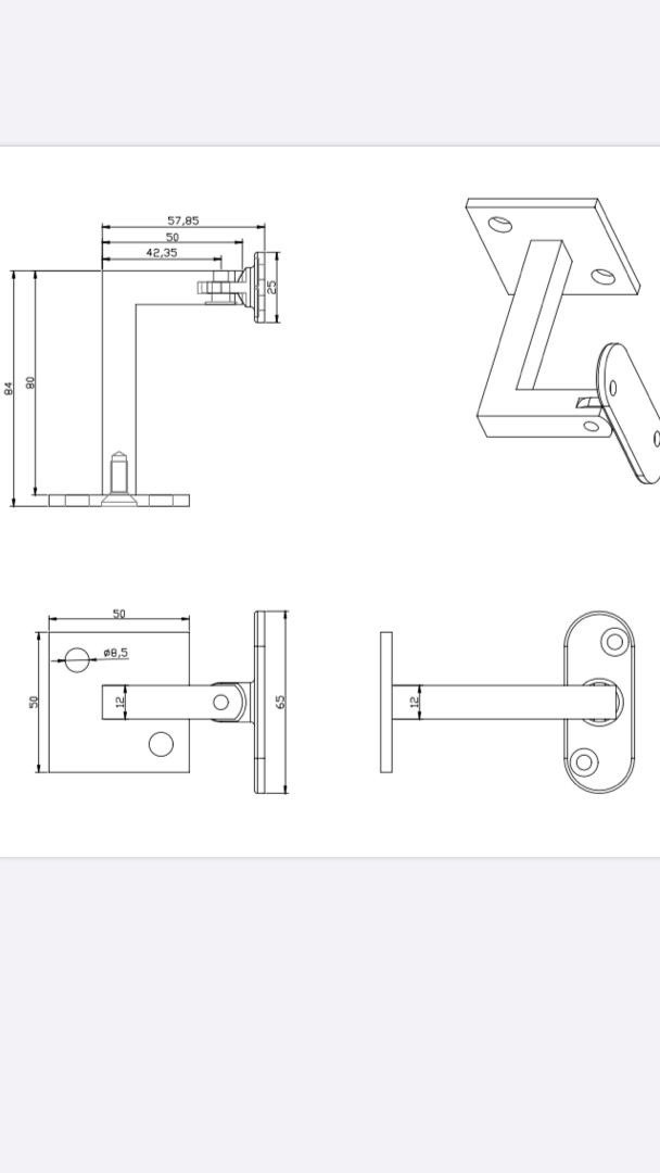 Держатель поручня Inoxstore профильный с крышкой 50*50 мм, ложемент-шарнир под плоскость, полированный, AISI 304