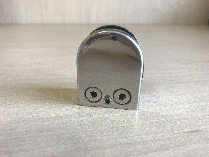 Стеклодержатель Inoxstore штампованный полукруглый 52х40х25 мм / Ø 0 мм, под стекло 10 мм, полированный, AISI 304