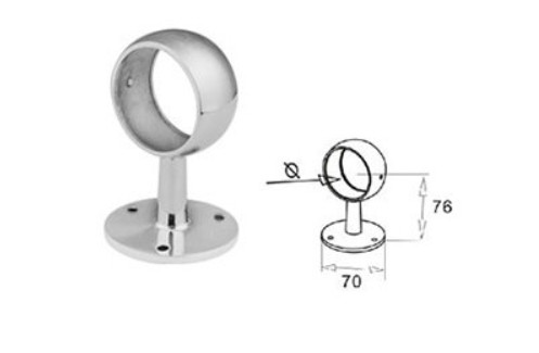 Держатель поручня Inoxstore с обхватом Ø 50,8 мм, полированный, AISI 304