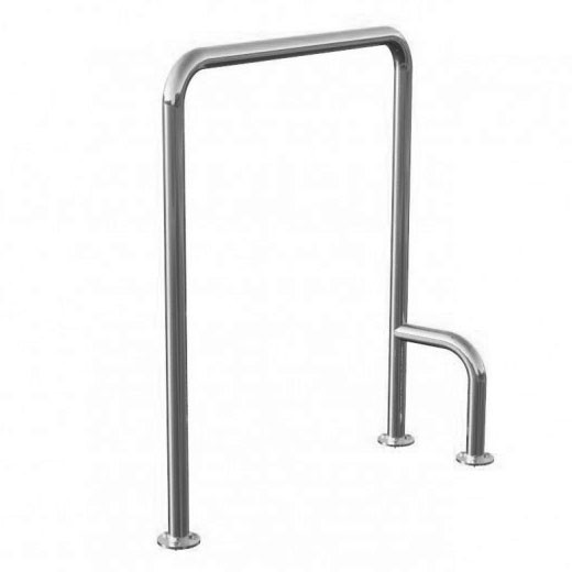Поручень для санузла П-образный стационарный с дополнительной опорой 700х700х150 мм, правый, труба Ø42 мм, полированный, AISI 304