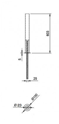 Парковочный столбик Inoxstore H-600 мм, труба ø 89х2,0 мм, под бетонирование с арматурой, полированный, нержавеющая сталь AISI 304