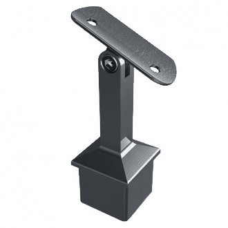 Кронштейн на стойку Inoxstore 40х40х1,5 мм, штырь-квадрат h-81 мм, ложемент-шарнир под Ø 42,4 мм/50,8 мм, AISI 304, покрытие RAL 7024