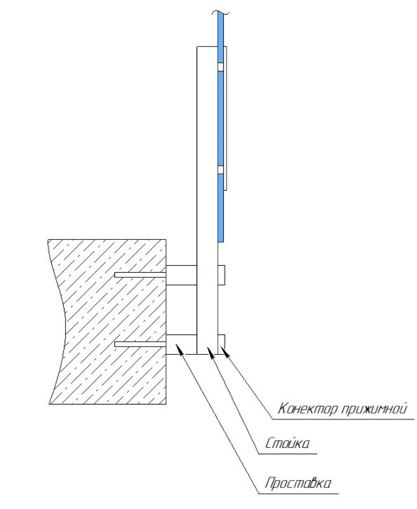 Стойка для стекла Inoxstore с боковым креплением и прижимной пластиной, САТИН (цена указана без дистанций)