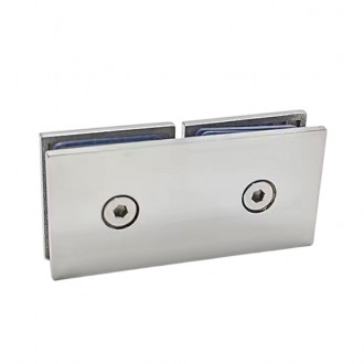 Соединитель стекла 45х90х4 мм на 180°, литой, сатинированный, AISI 304