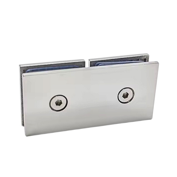 Соединитель стекла 45х90х4 мм на 180°, литой, сатинированный, AISI 304