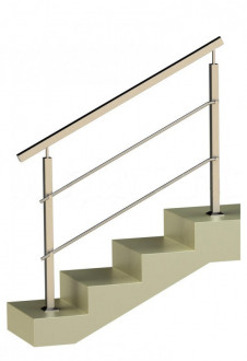 Ограждение на два ригеля, квадратные поручень и стойки