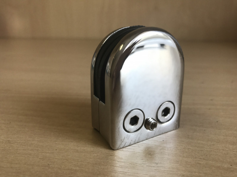 Стеклодержатель Inoxstore штампованный полукруглый 52х40х25 мм / Ø 38,1 мм, под стекло 10 мм, полированный, AISI 304