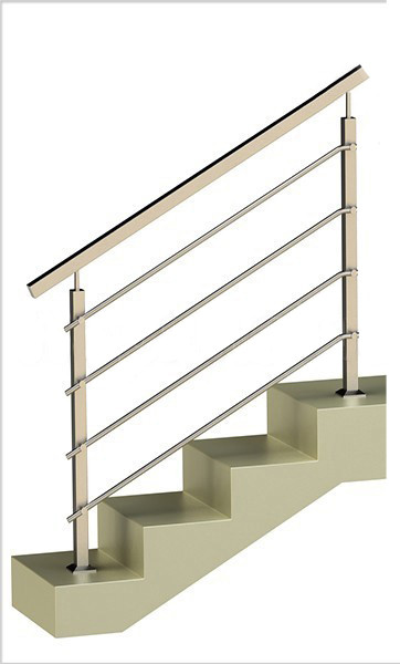 Ограждение на четыре ригеля, квадратный поручень и квадратные стойки