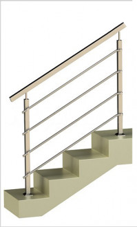 Ограждение на четыре ригеля, квадратный поручень и квадратные стойки
