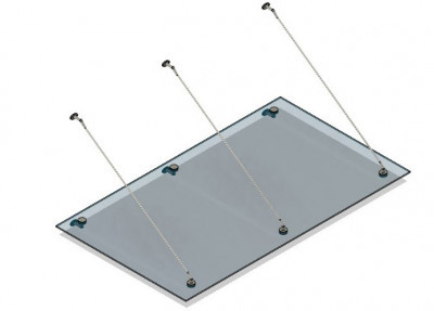 Стеклянный козырек Inoxstore на вантах, 1300х2000 мм
