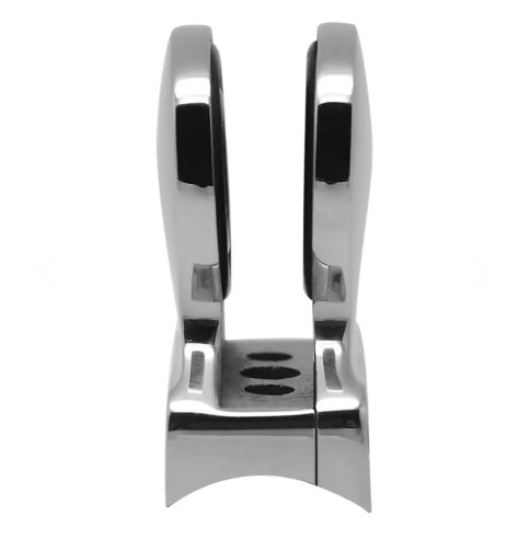 Стеклодержатель Inoxstore литой фигурный  43х53х25 мм / Ø 38,1 мм, под стекло 8 мм, полированный, AISI 304