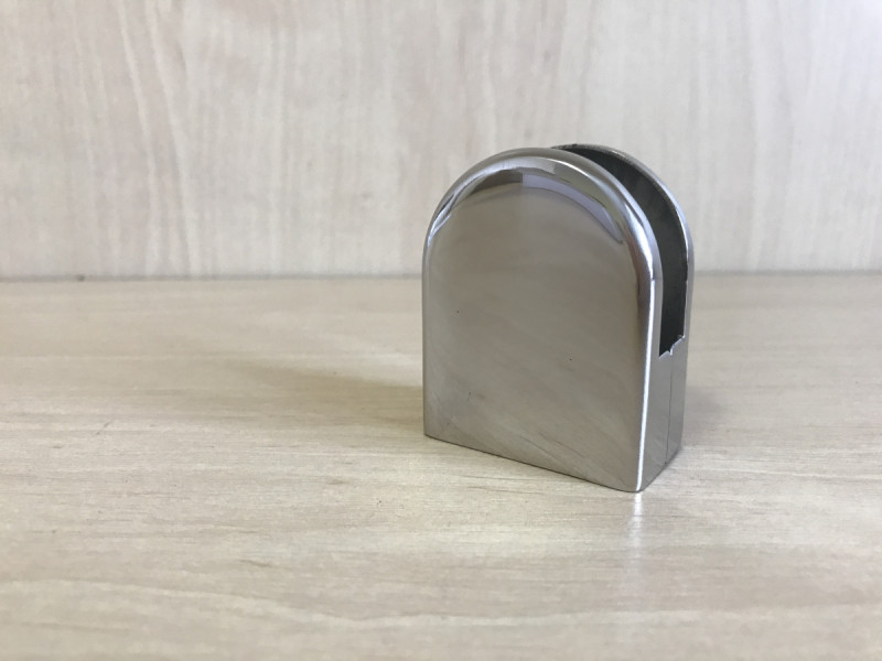 Стеклодержатель Inoxstore штампованный полукруглый 52х40х25 мм / Ø 0 мм, под стекло 8 мм, полированный, AISI 304