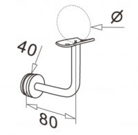 Держатель поручня Inoxstore на стекло, ложемент под Ø 42,4 мм/50,8 мм, сатинированный, AISI 304