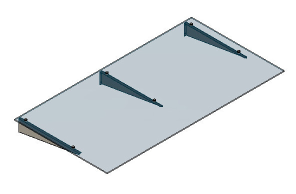 Стеклянный козырек Inoxstore на кронштейнах, 1000х2000 мм