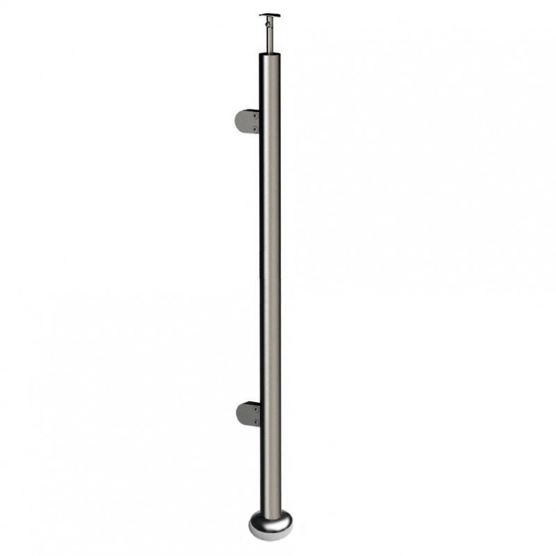 Стойка Inoxstore круглая Ø 38,1х950 мм, с 2-я литыми стеклодержателями (L - крепление), полированная, AISI 304