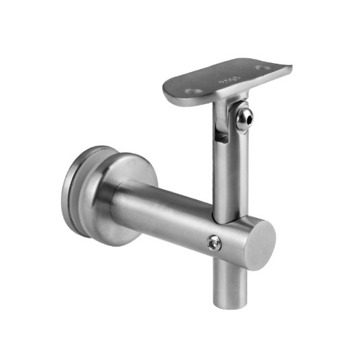 Держатель поручня Inoxstore на стекло, регулируемый по высоте, ложемент-шарнир под Ø 42,4 мм/50,8 мм, полированный,  AISI 304