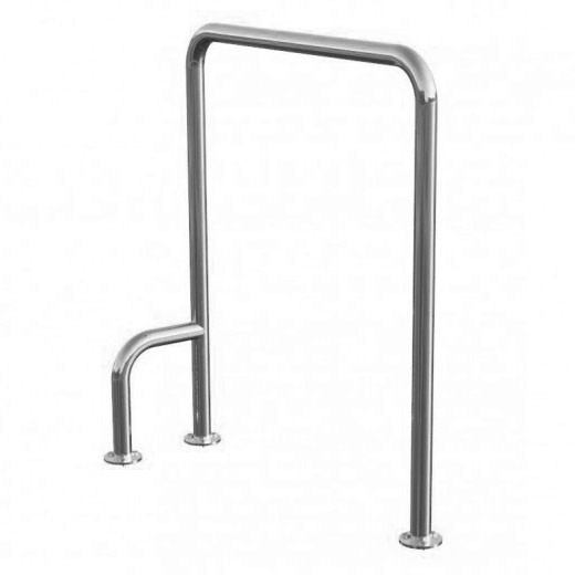 Поручень для санузла П-образный стационарный с дополнительной опорой 700х700х150 мм Inoxstore, левый, полированный, AISI 304