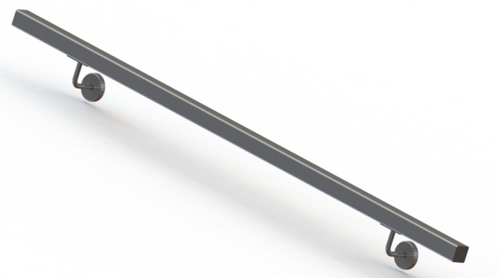 Пристенный поручень Inoxstore 40х40 мм, L - 2000 мм, полированный, AISI 304